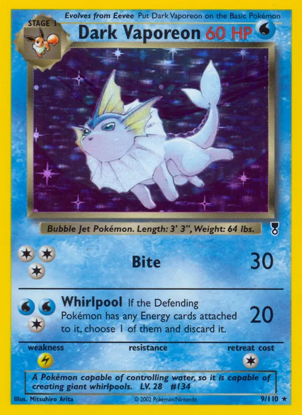 Dark Vaporeon - Legendary Collection Pokemon Card