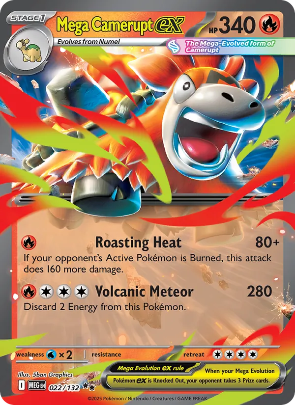 Mega Camerupt ex - Mega Evolution Pokemon Card