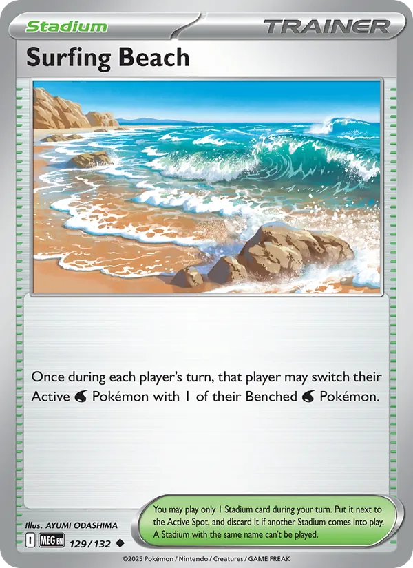 Surfing Beach - Mega Evolution Pokemon Card