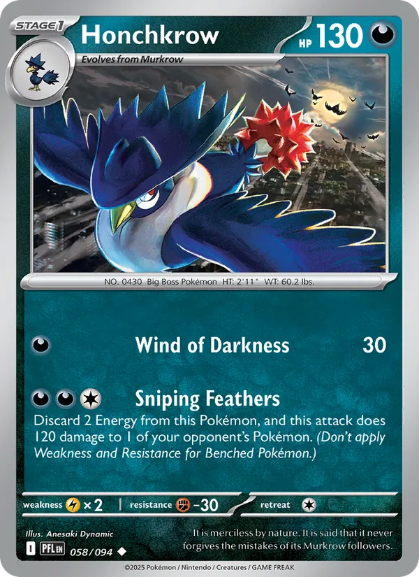 Honchkrow - Phantasmal Flames Pokemon Card