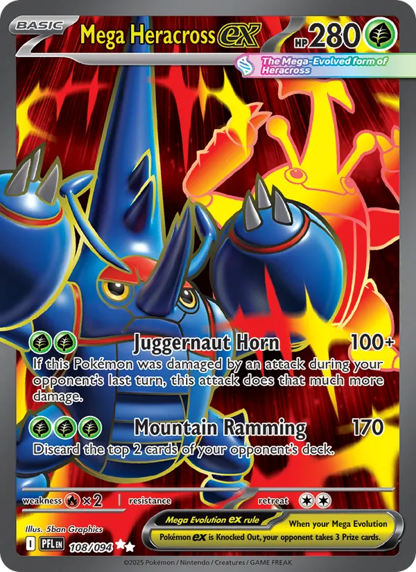 Mega Heracross ex - Phantasmal Flames Pokemon Card