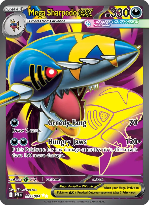 Mega Sharpedo ex - Phantasmal Flames Pokemon Card