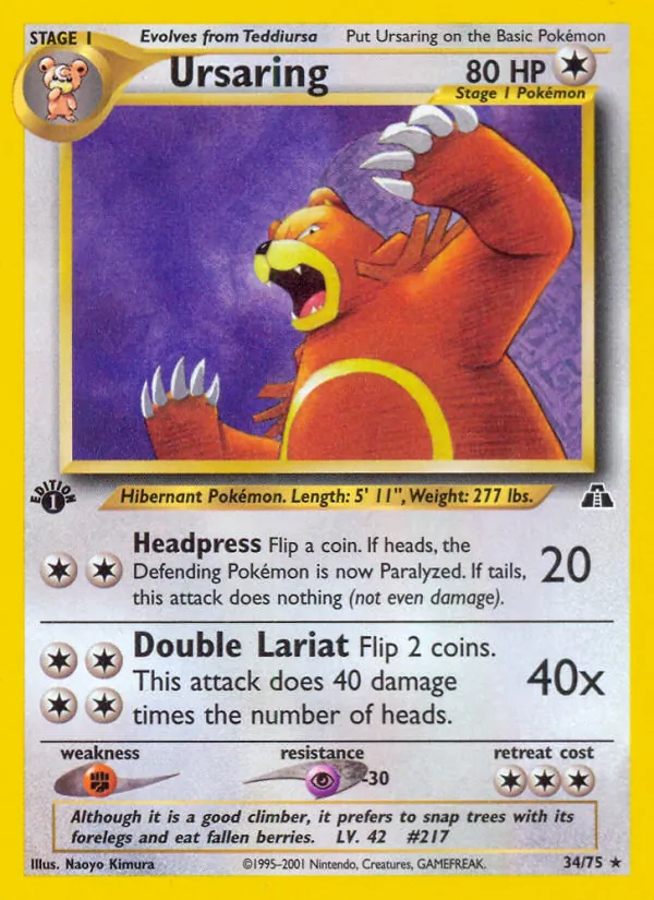 Ursaring - Neo Discovery Pokemon Card