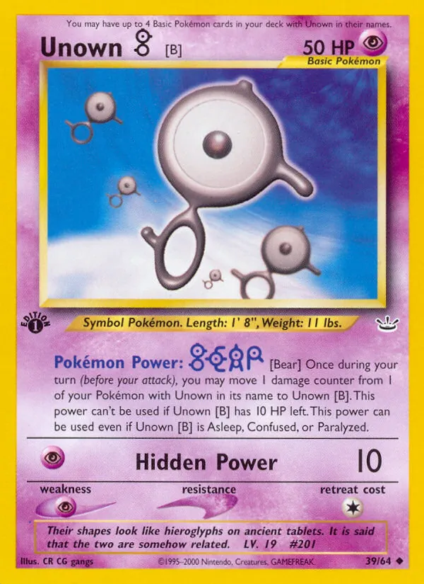 Unown [B] - Neo Revelation Pokemon Card