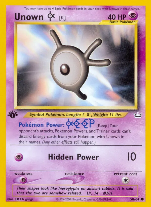 Unown [K] - Neo Revelation Pokemon Card