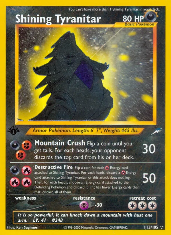 Shining Tyranitar - Neo Destiny Pokemon Card