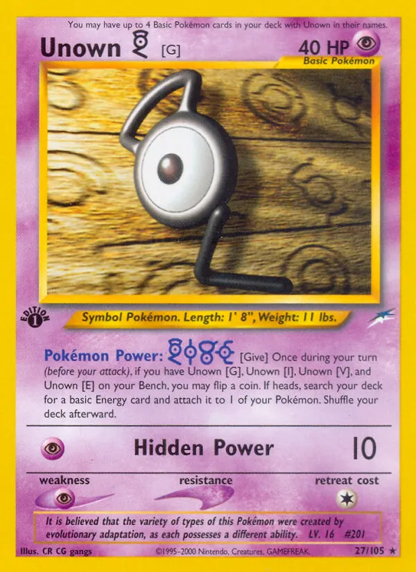 Unown [G] - Neo Destiny Pokemon Card
