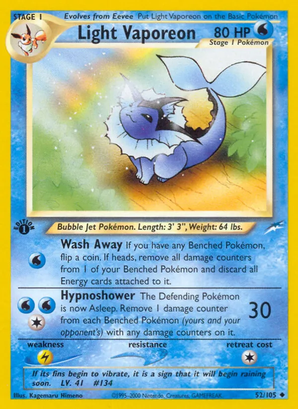 Light Vaporeon - Neo Destiny Pokemon Card