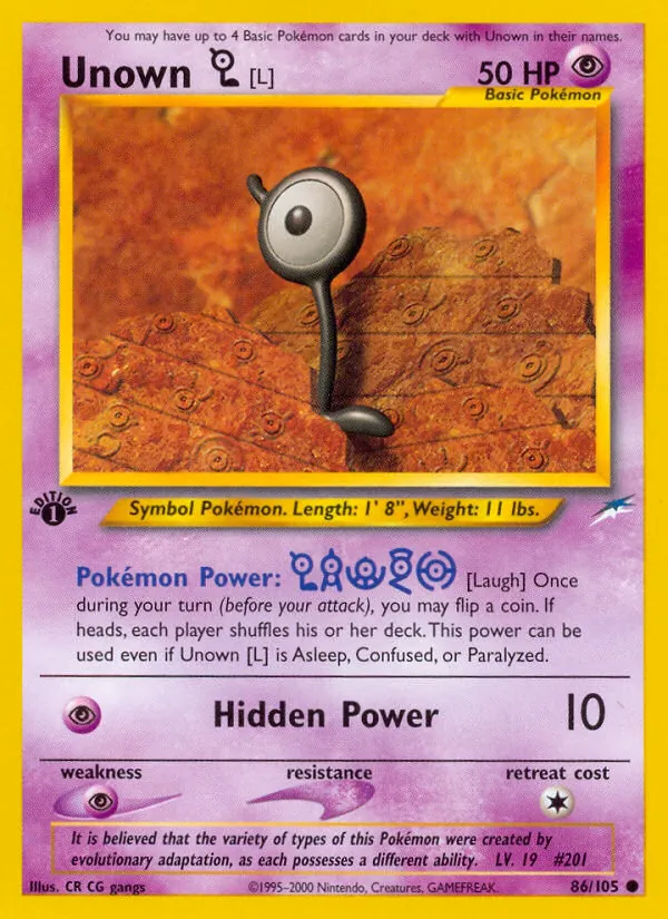 Unown [L] - Neo Destiny Pokemon Card