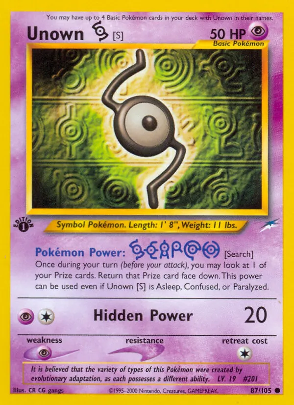 Unown [S] - Neo Destiny Pokemon Card