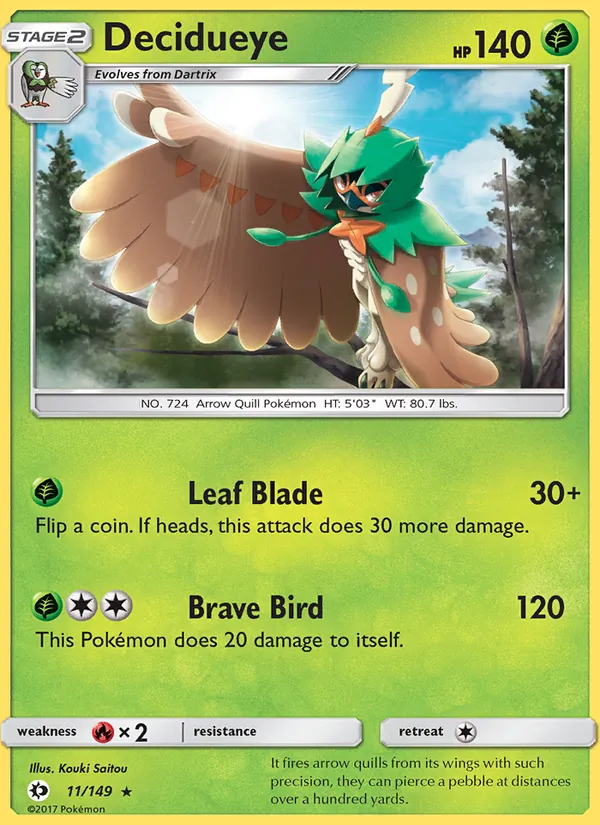 Decidueye - Sun & Moon Pokemon Card
