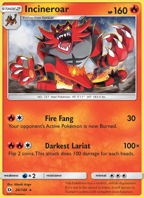 Incineroar - Sun & Moon Pokemon Card