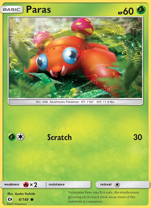 Paras - Sun & Moon Pokemon Card