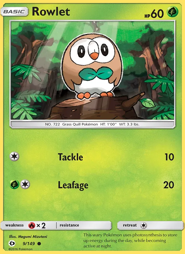 Rowlet - Sun & Moon Pokemon Card