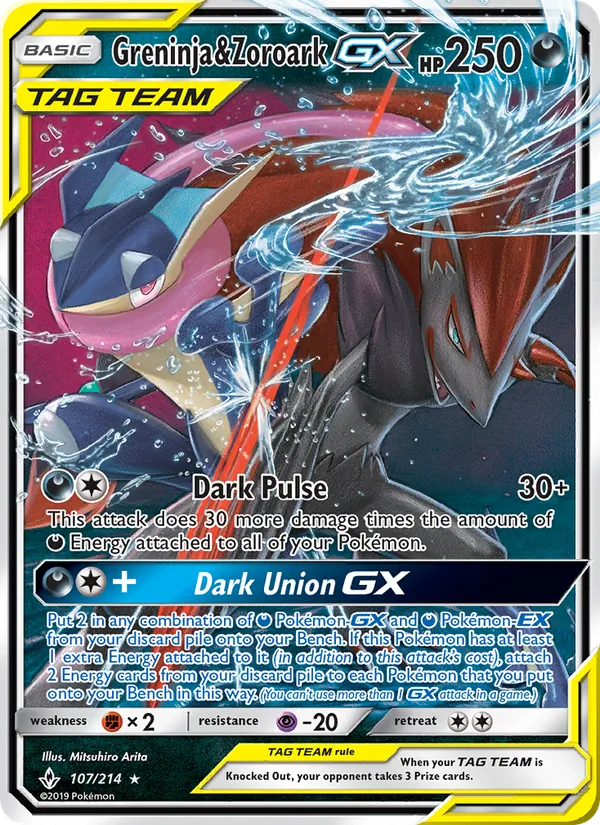 Greninja & Zoroark GX - Unbroken Bonds Pokemon Card