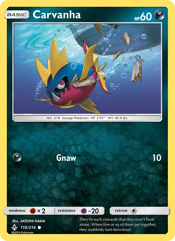 Carvanha - Unbroken Bonds Pokemon Card