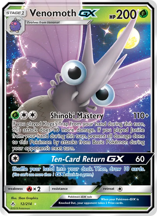 Venomoth GX - Unbroken Bonds Pokemon Card
