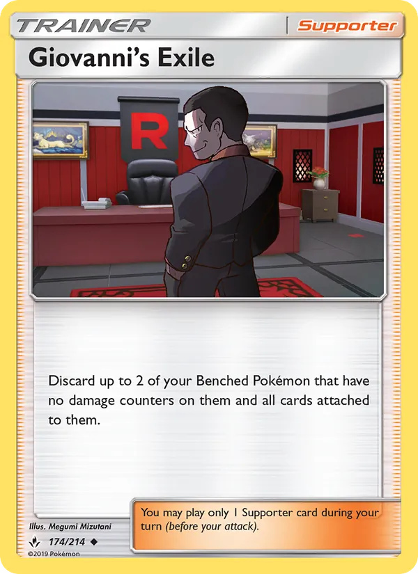 Giovanni’s Exile - Unbroken Bonds Pokemon Card