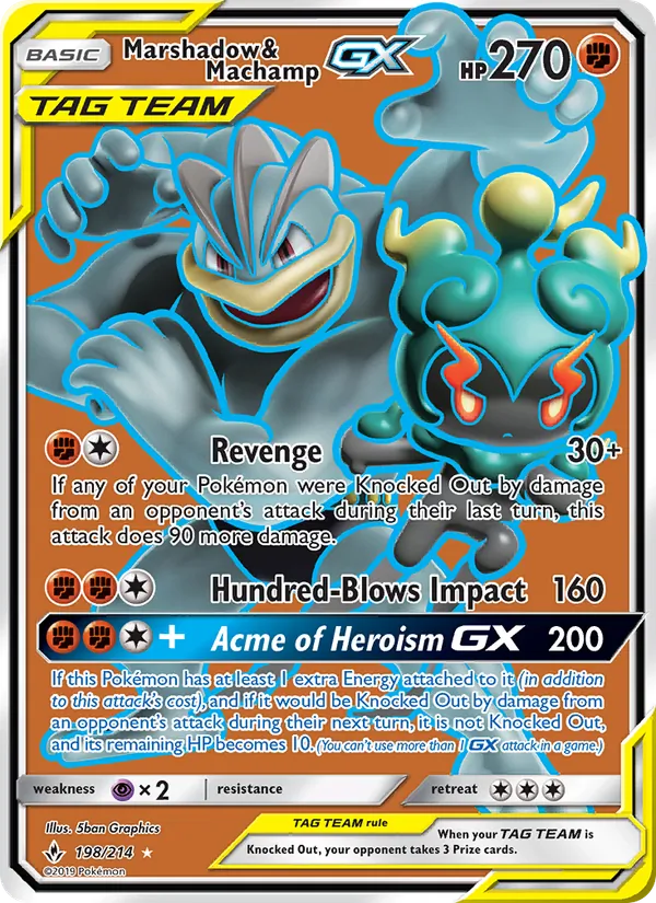Marshadow & Machamp GX - Unbroken Bonds Pokemon Card