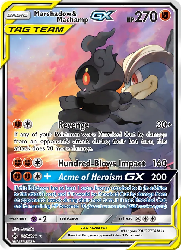 Marshadow & Machamp GX - Unbroken Bonds Pokemon Card