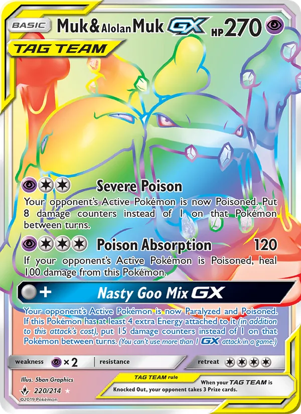 Muk & Alolan Muk GX - Unbroken Bonds Pokemon Card