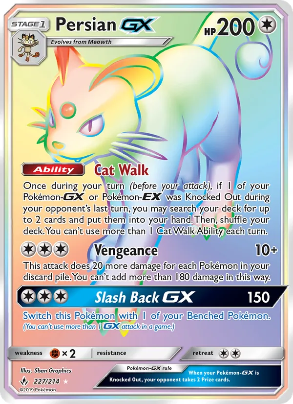 Persian GX - Unbroken Bonds Pokemon Card