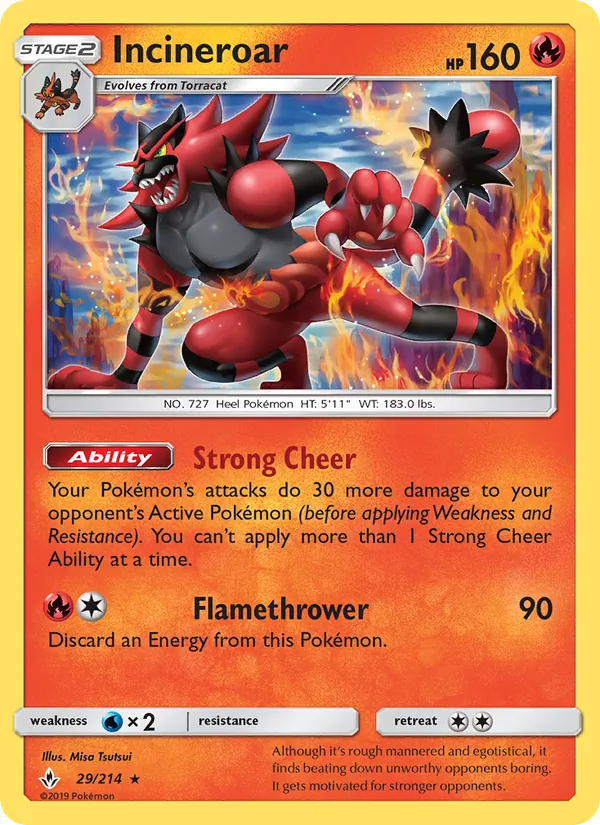 Incineroar - Unbroken Bonds Pokemon Card