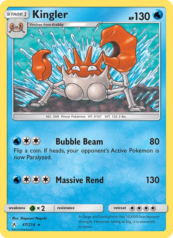 Kingler - Unbroken Bonds Pokemon Card