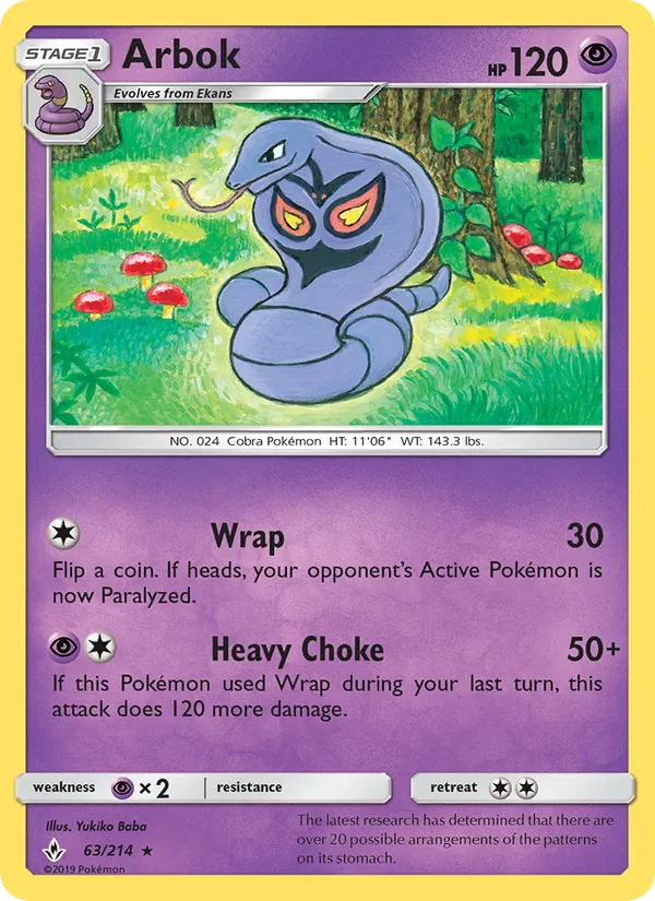 Arbok - Unbroken Bonds Pokemon Card