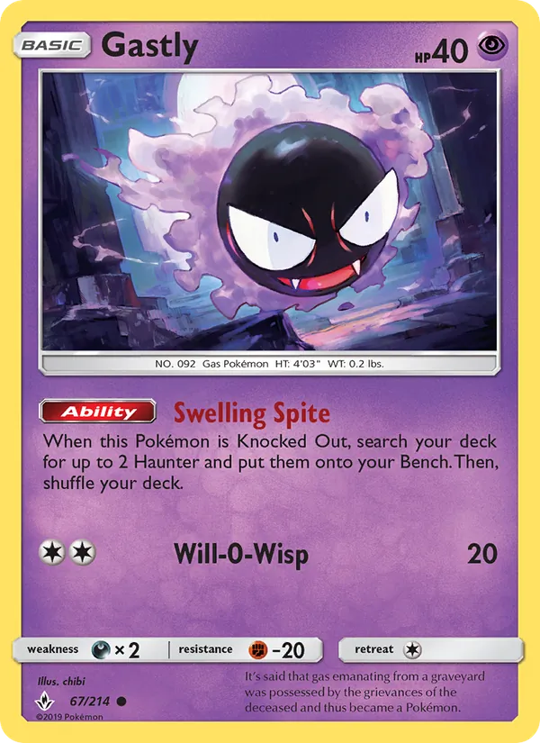 Gastly - Unbroken Bonds Pokemon Card
