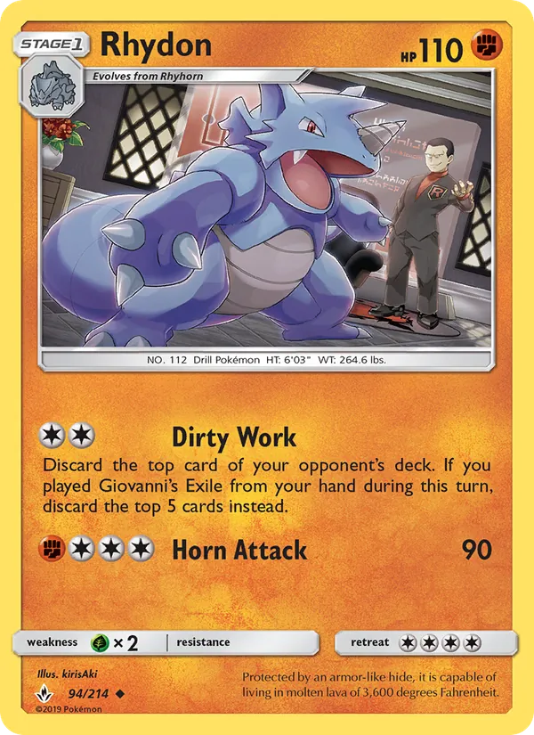 Rhydon - Unbroken Bonds Pokemon Card