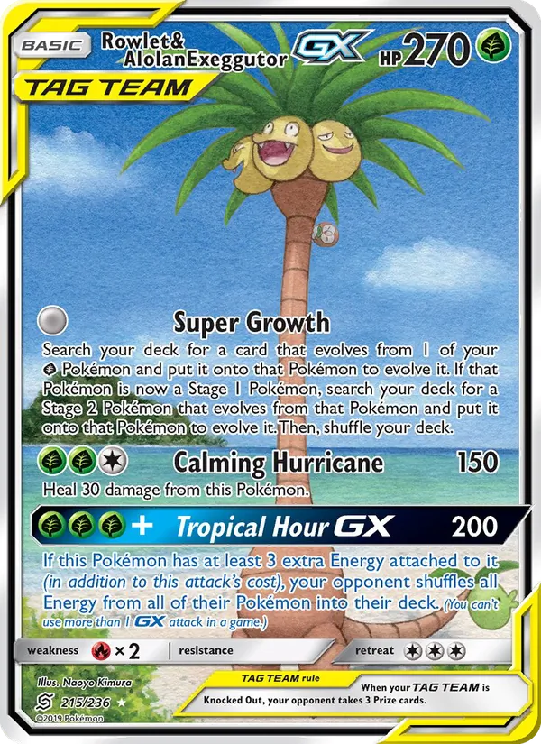 Rowlet & Alolan Exeggutor GX - Unified Minds Pokemon Card