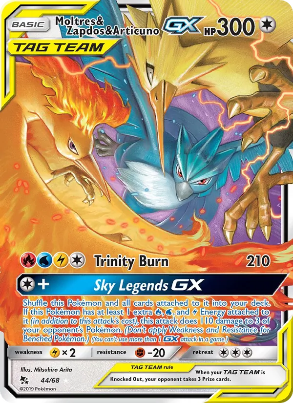Moltres & Zapdos & Articuno GX - Hidden Fates Pokemon Card