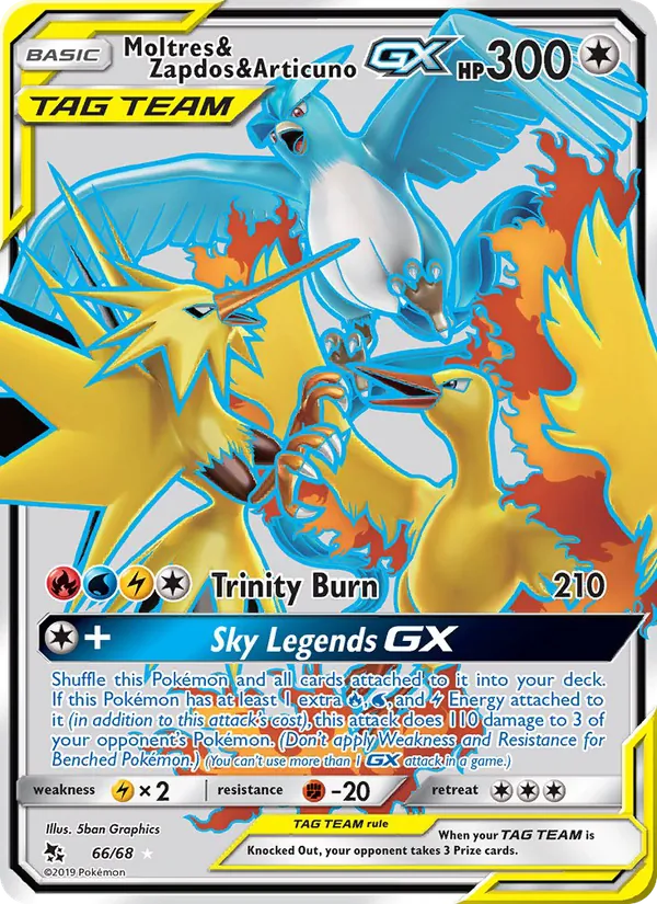 Moltres & Zapdos & Articuno GX - Hidden Fates Pokemon Card