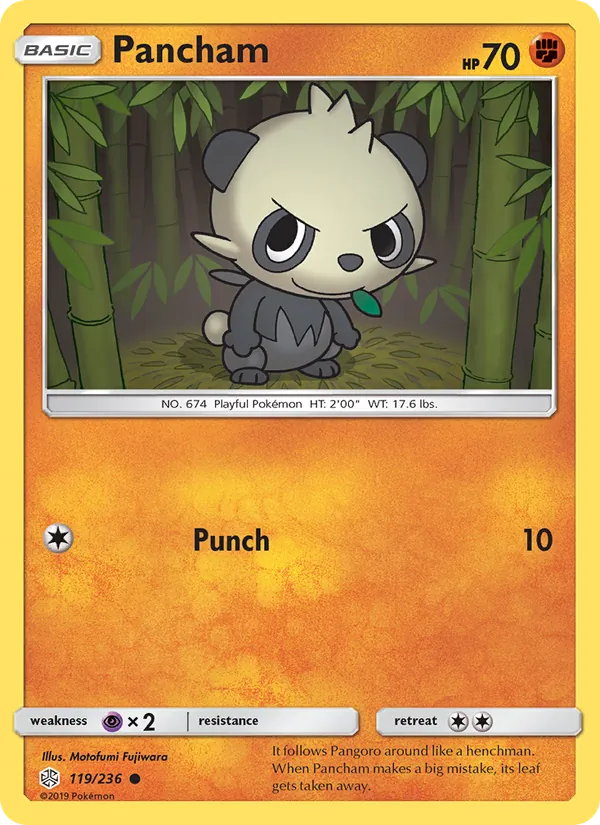 Pancham - Cosmic Eclipse Pokemon Card