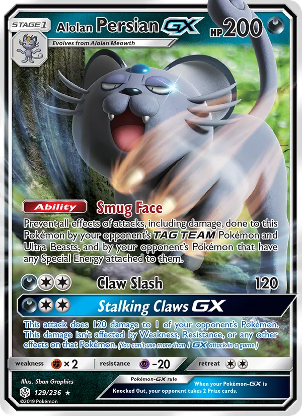 Alolan Persian GX - Cosmic Eclipse Pokemon Card