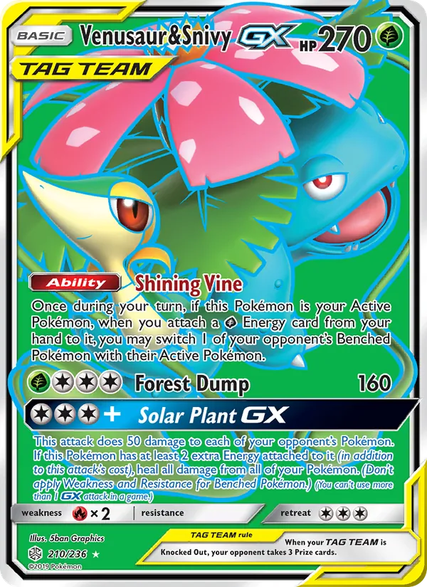 Venusaur & Snivy GX - Cosmic Eclipse Pokemon Card