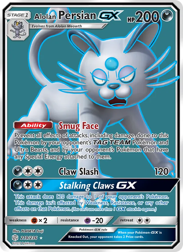Alolan Persian GX - Cosmic Eclipse Pokemon Card