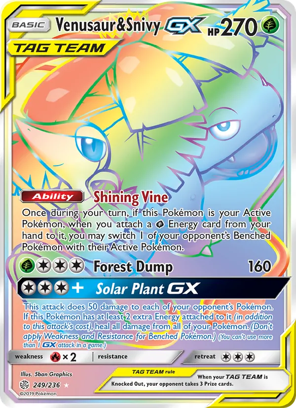 Venusaur & Snivy GX - Cosmic Eclipse Pokemon Card