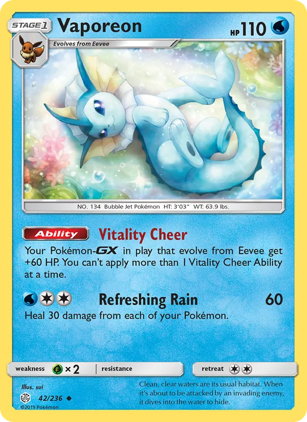 Vaporeon - Cosmic Eclipse Pokemon Card