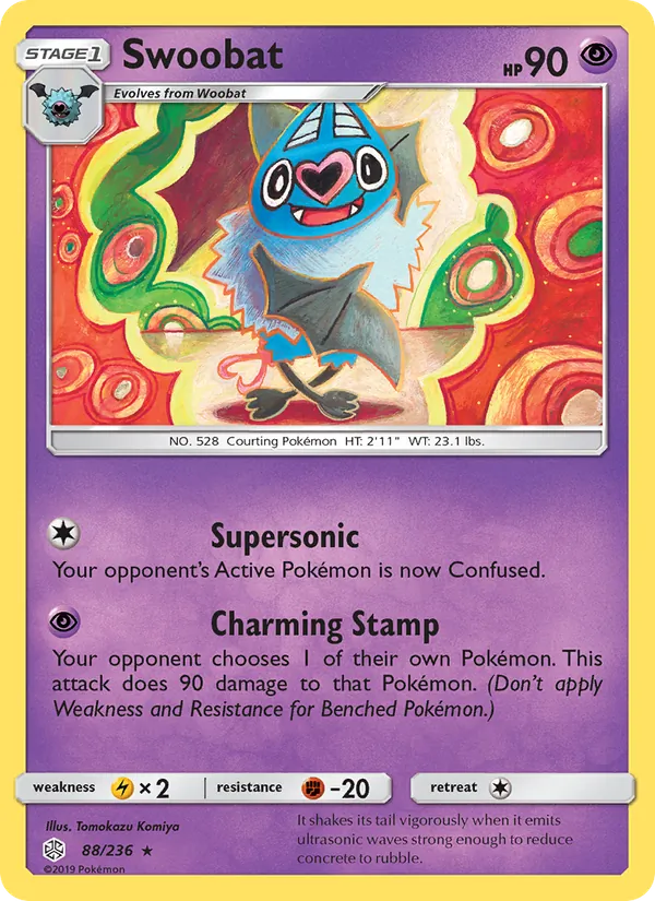 Swoobat - Cosmic Eclipse Pokemon Card