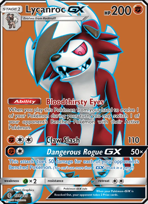 Lycanroc GX - Guardians Rising Pokemon Card