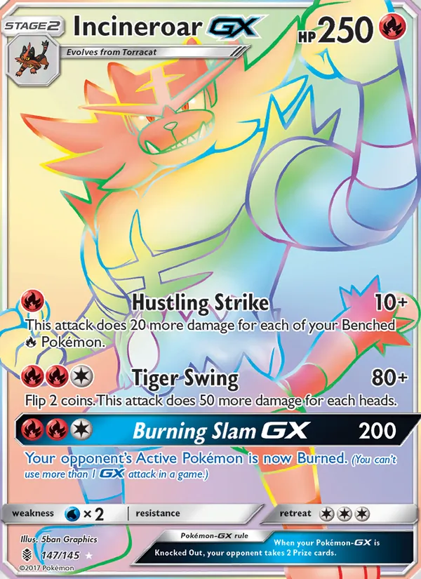 Incineroar GX - Guardians Rising Pokemon Card