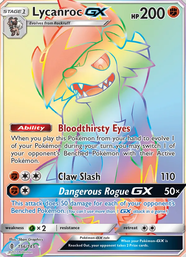 Lycanroc GX - Guardians Rising Pokemon Card
