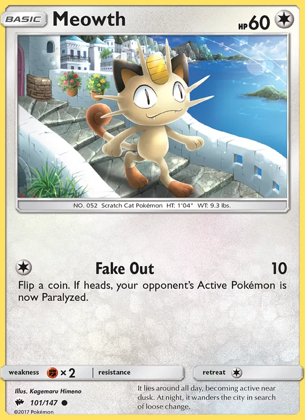 Meowth - Burning Shadows Pokemon Card
