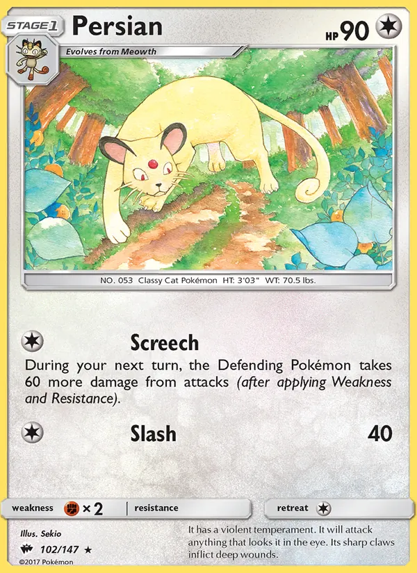 Persian - Burning Shadows Pokemon Card