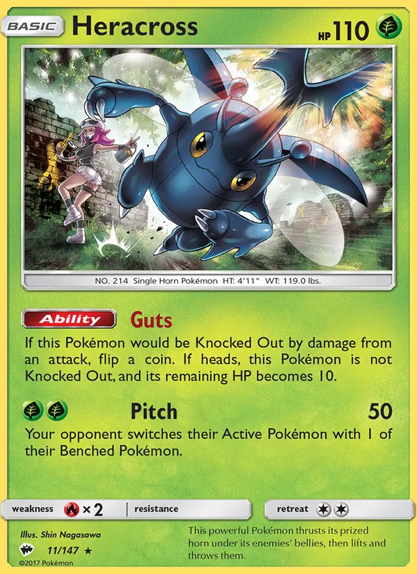 Heracross - Burning Shadows Pokemon Card