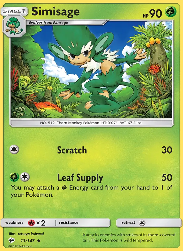 Simisage - Burning Shadows Pokemon Card