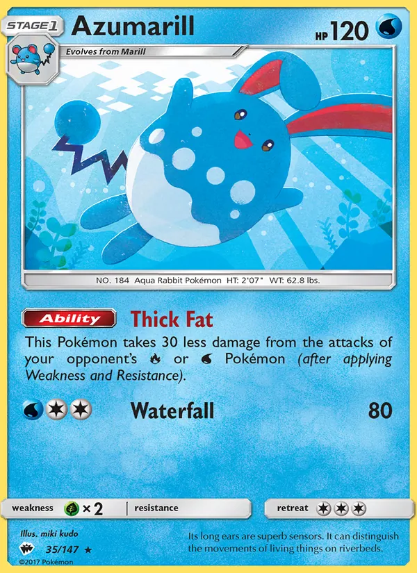Azumarill - Burning Shadows Pokemon Card