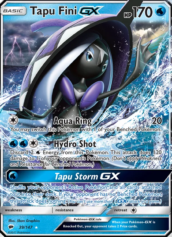 Tapu Fini GX - Burning Shadows Pokemon Card